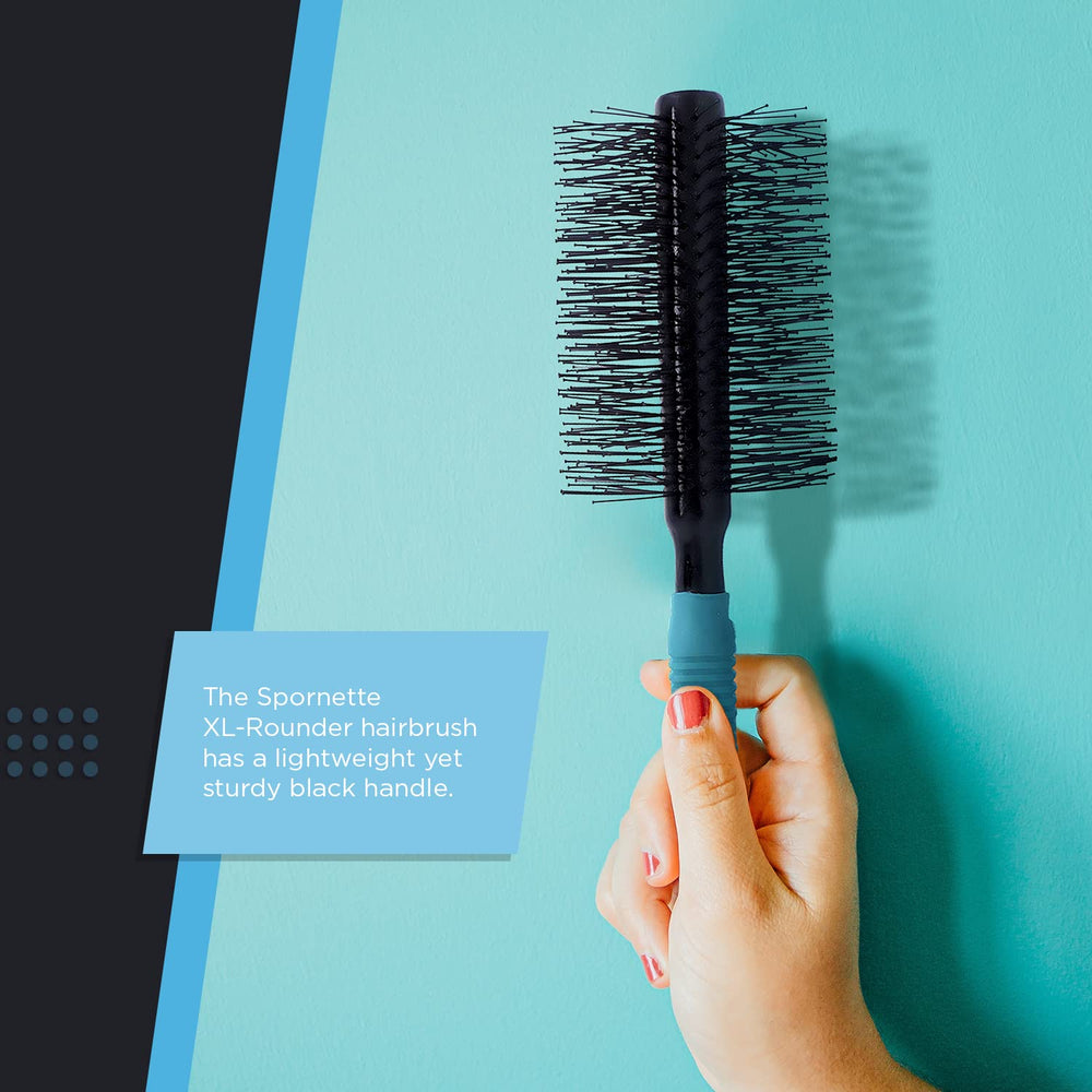 Spornette Double Stranded XL Round Brush detangling and frizz control in action.
