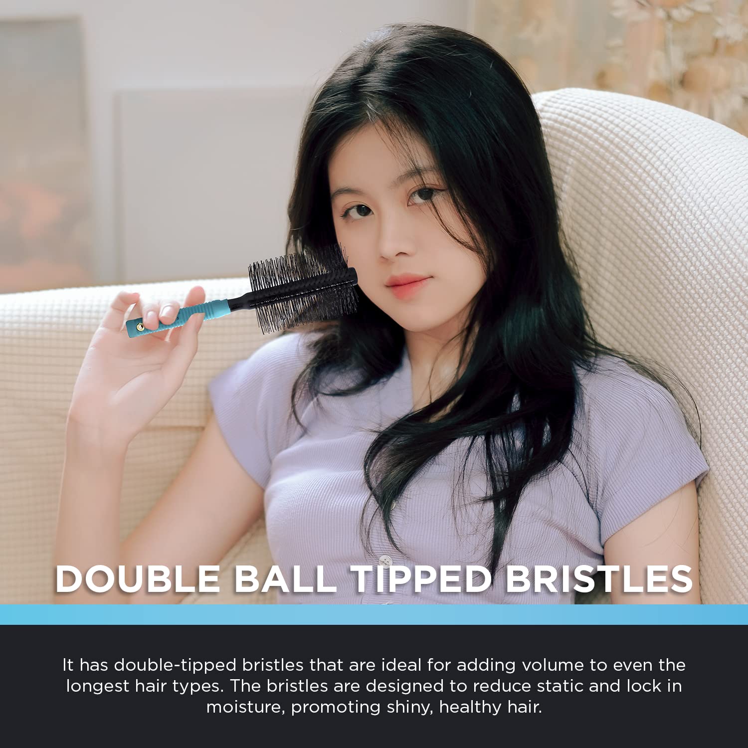Spornette XL Round Brush demonstrates heat flow for faster drying and set.