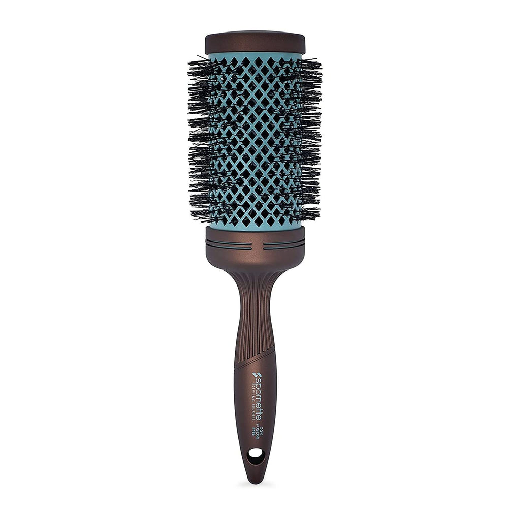 SPORNETTE Ion Fusion 3in round brush with ceramic barrel for smooth blowouts.