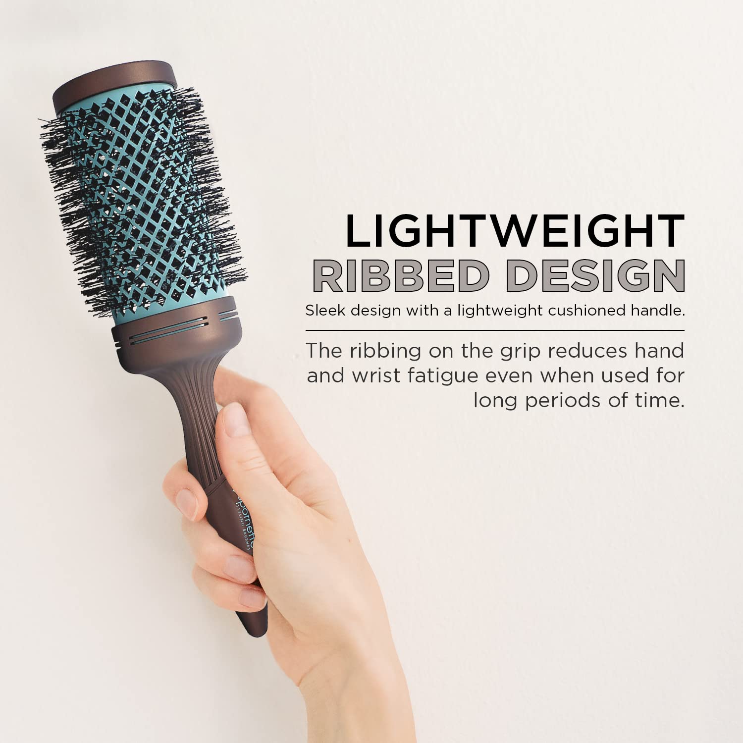 SPORNETTE Ion Fusion vented ceramic barrel speeds drying and styling.