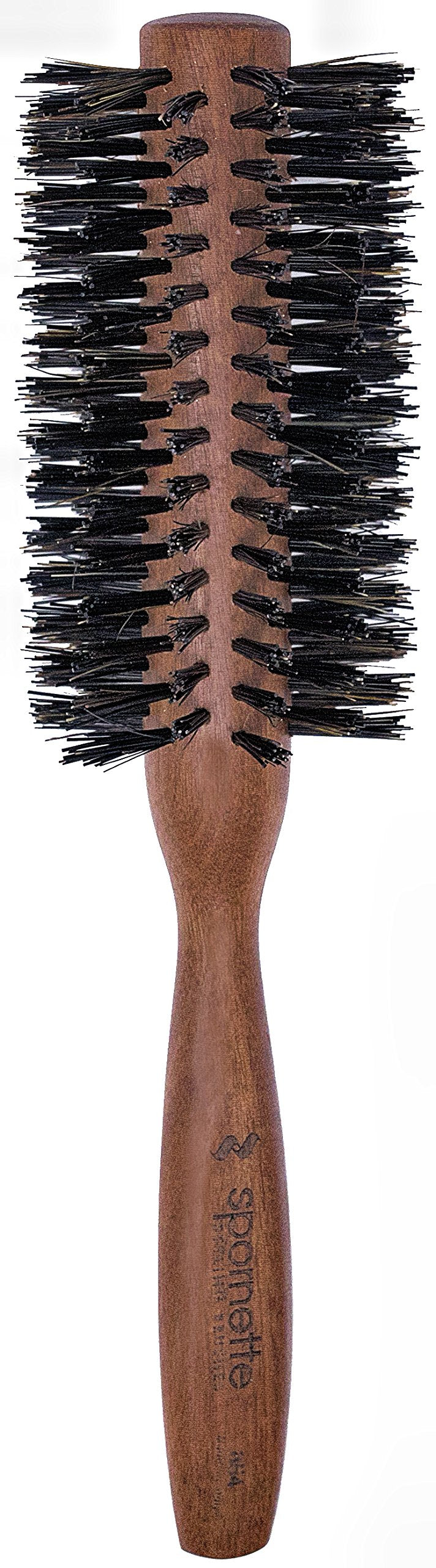 Spornette Italian round brush reinforced boar bristles distribute oils for shine.