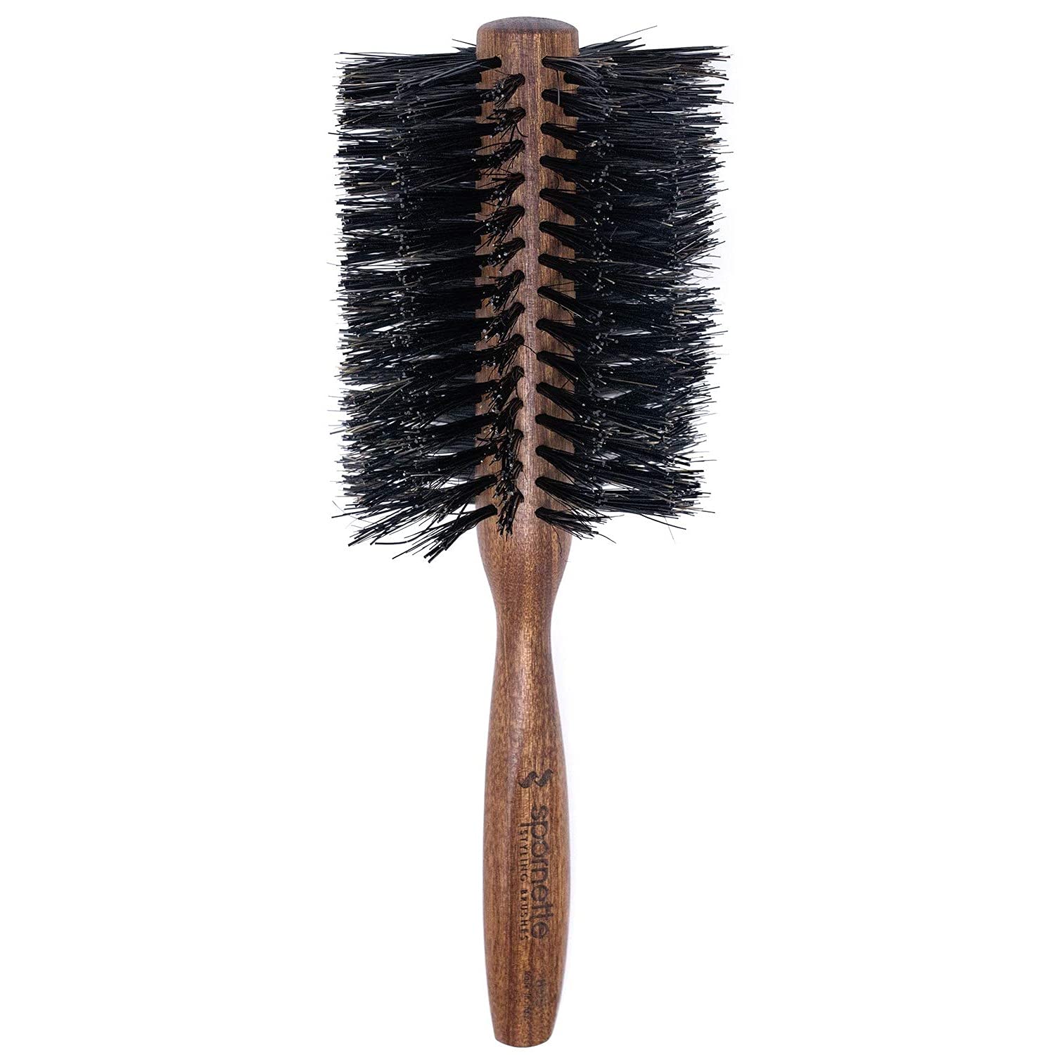 Spornette Italian Rounder 3-inch diameter brush shown for volumizing styling on medium to long hair.