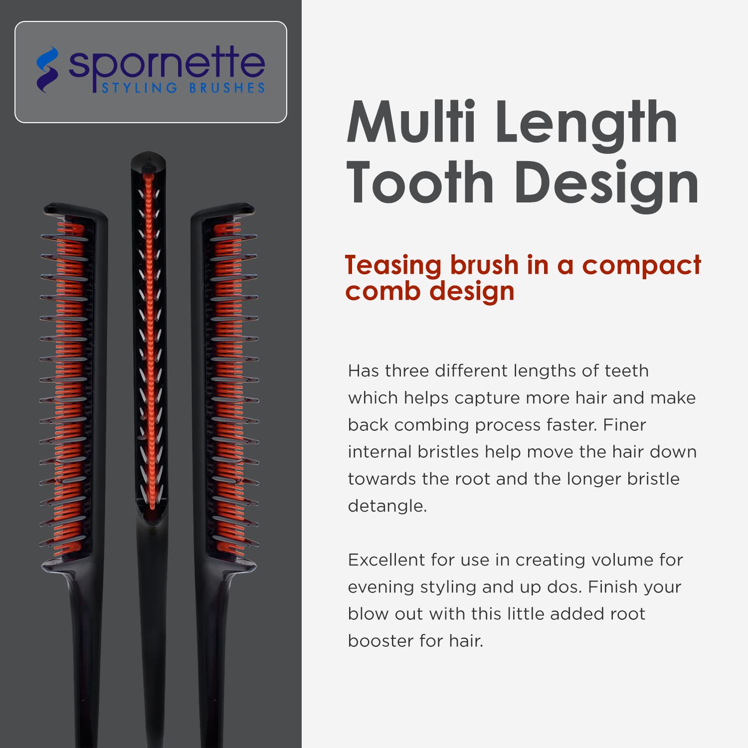 Spornette Little Wonder rat tail comb tail for fast precise parting.