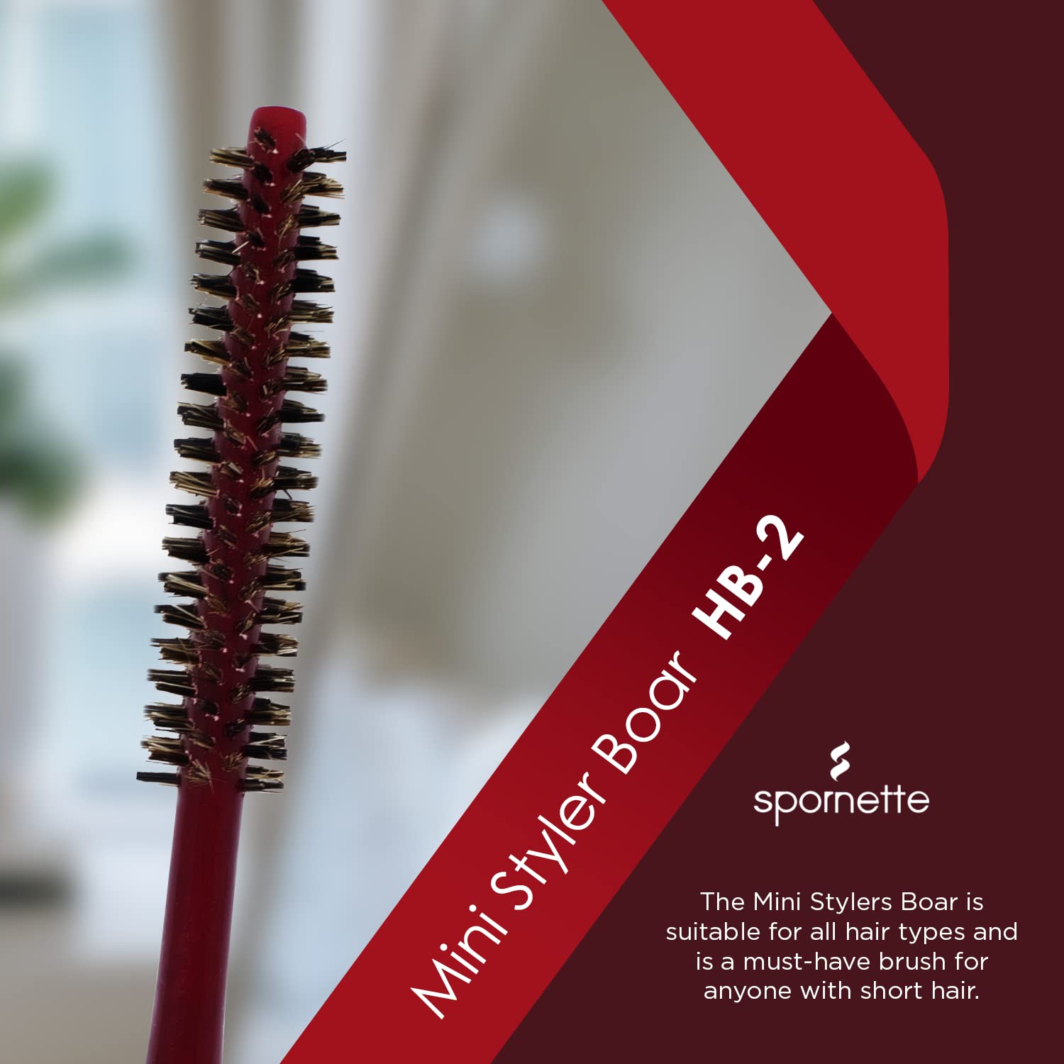 Spornette Mini Styler handle closeup highlights comfortable grip for precise finishing.