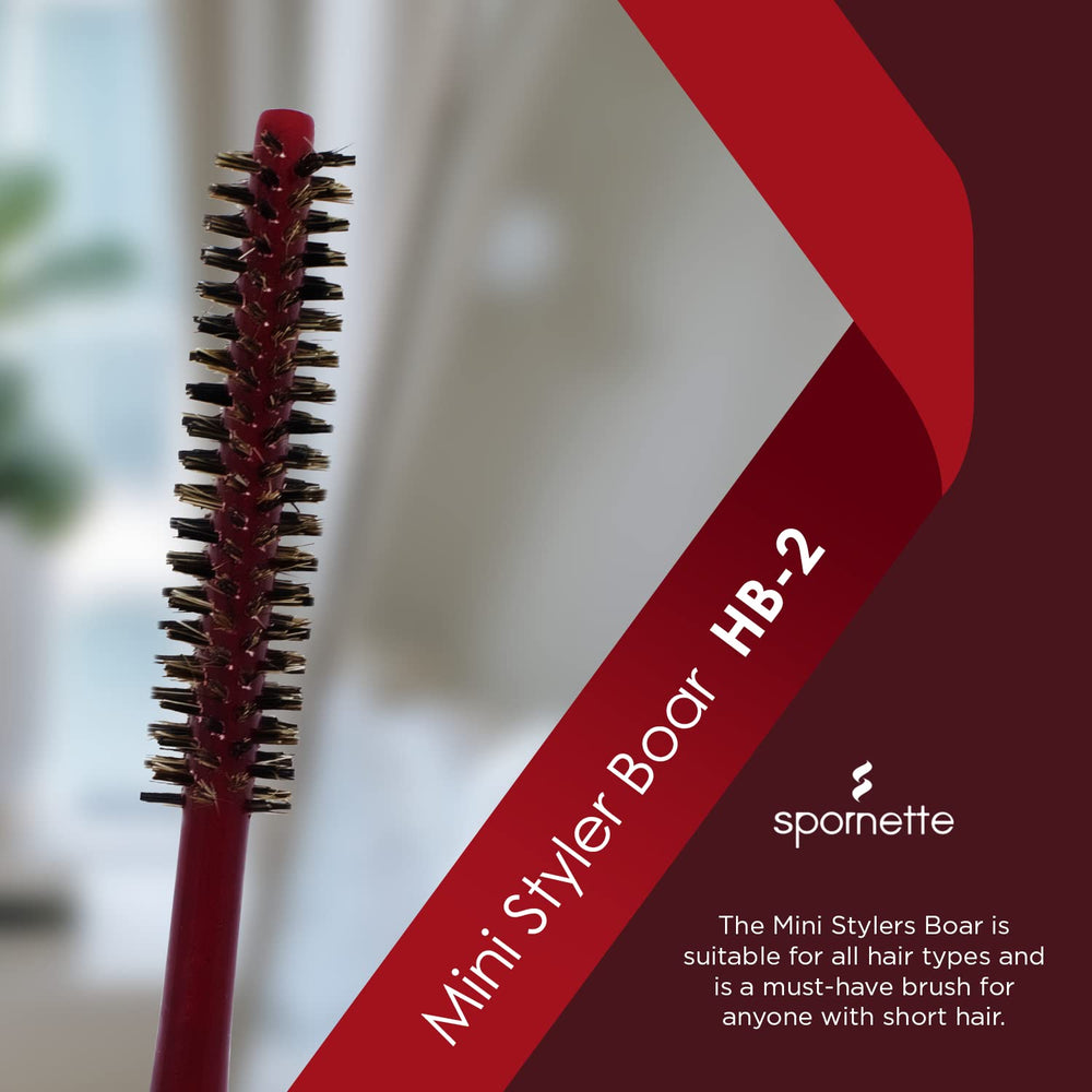 Spornette Mini Styler handle closeup highlights comfortable grip for precise finishing.