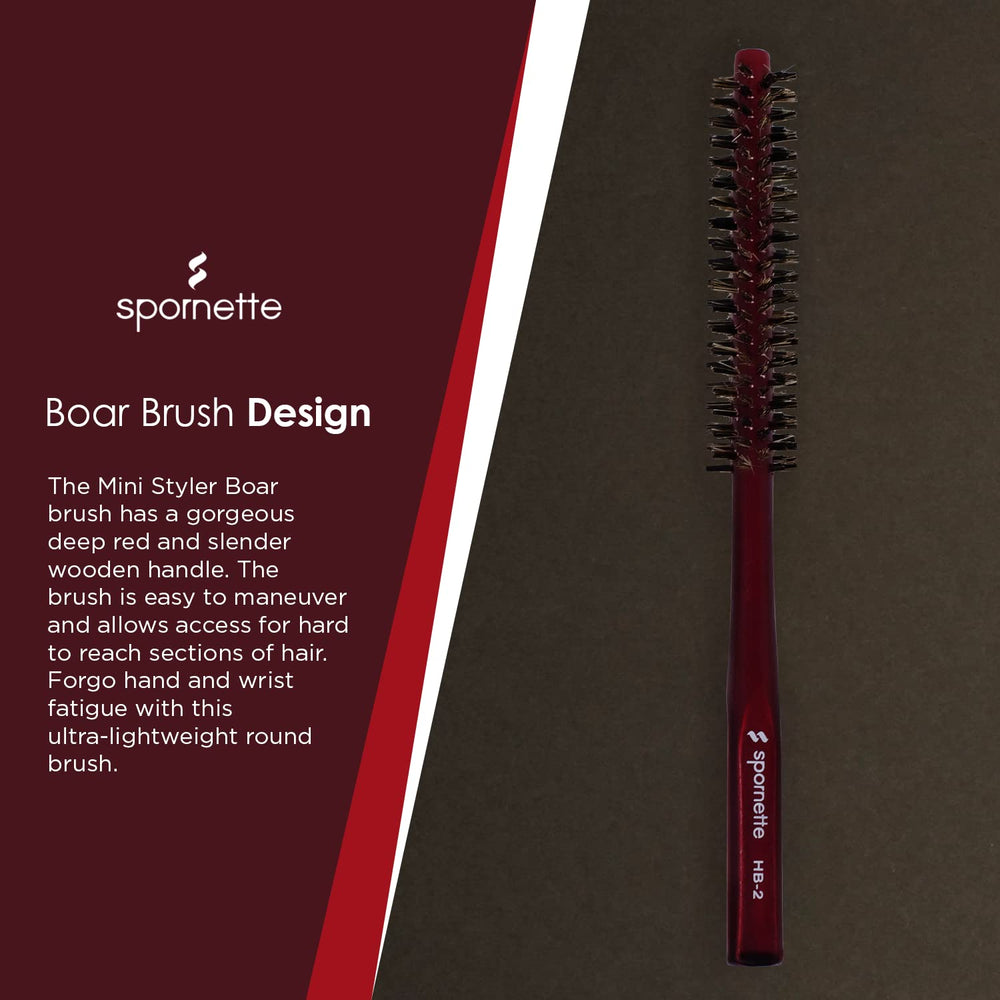 Spornette Mini Styler slender wooden handle enables maneuverability around hard-to-reach areas.