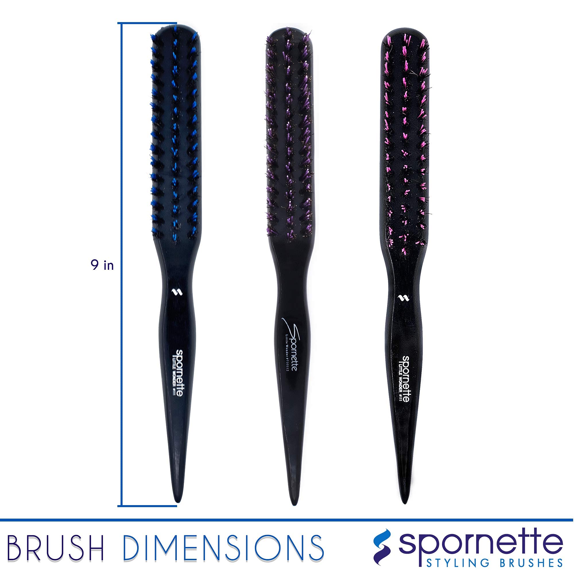 SPORNETTE professional-grade brush close-up highlights durable construction for lasting styling
