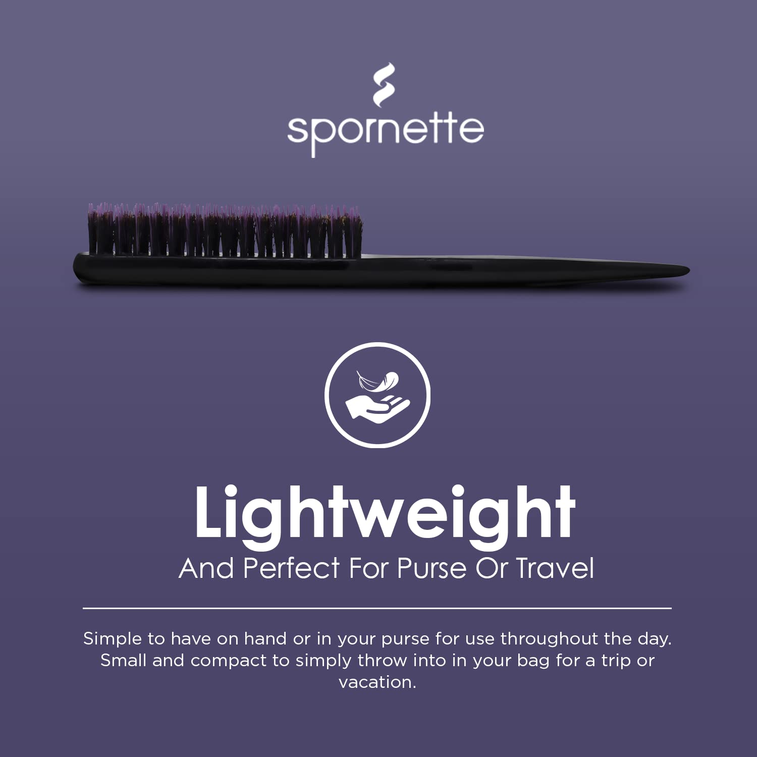 SPORNETTE sleek flyaway-control close-up for frizz reduction and polished finish