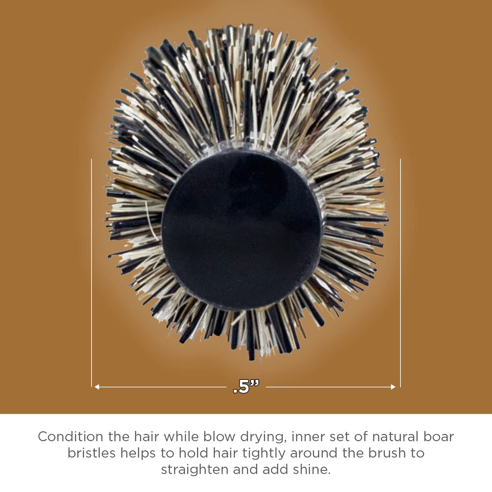 Spornette small round brush enables inside-out drying for even results.