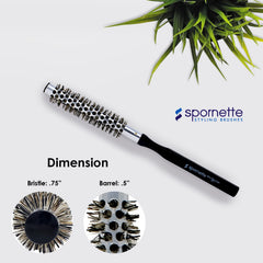 Spornette small round brush metal vented barrel speeds drying.