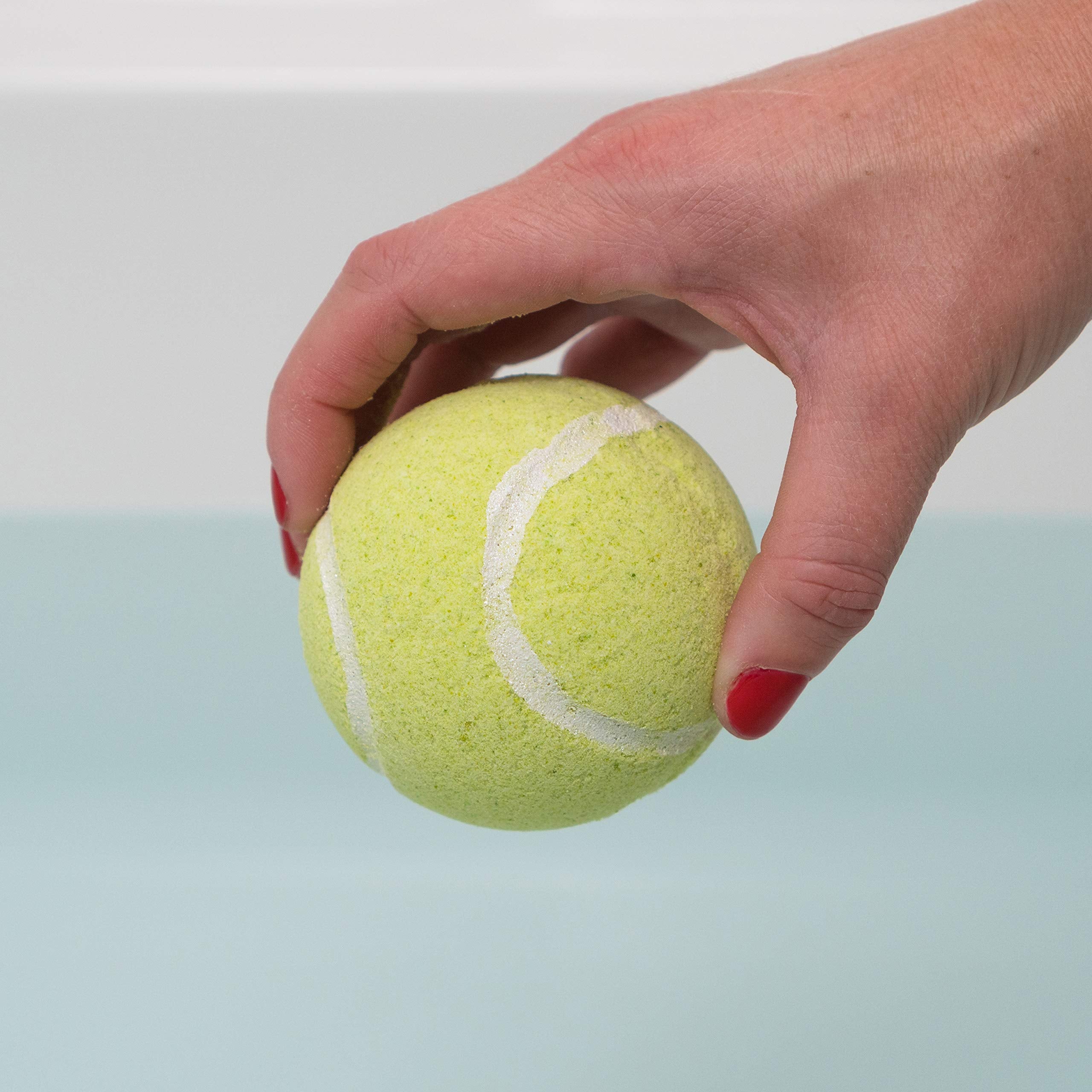 Sportigift individually wrapped tennis-ball bath bombs ideal as gifts.