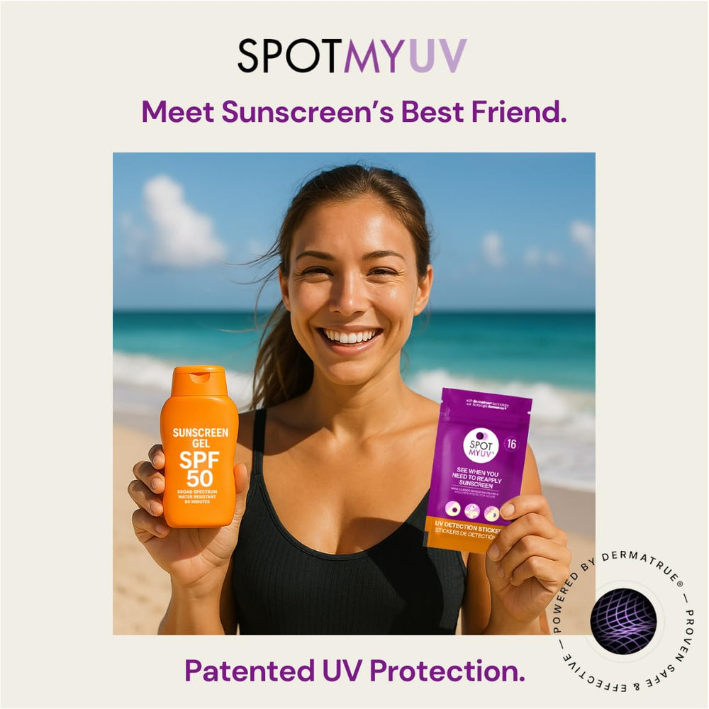 SpotMyUV Dermatrue skin-mimic technology demonstrates real-time protection visualization.