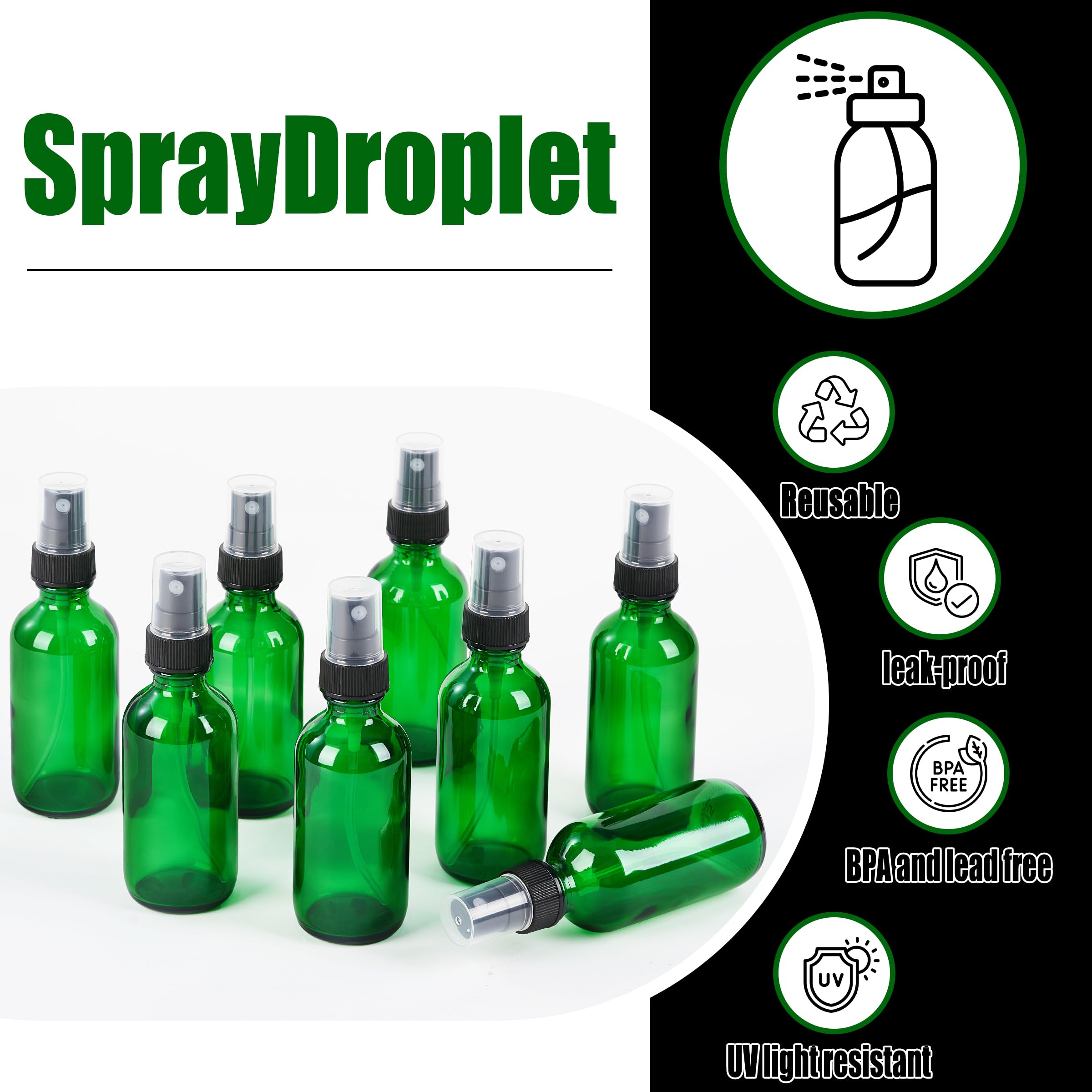 SprayDroplet green 2oz packaging grid shows safe, protective storage during shipment.