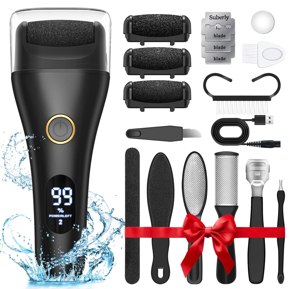 Spriak electric foot file kit overview shows 16-in-1 tools for at-home pedicures.