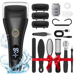 Spriak electric foot file kit overview shows 16-in-1 tools for at-home pedicures.