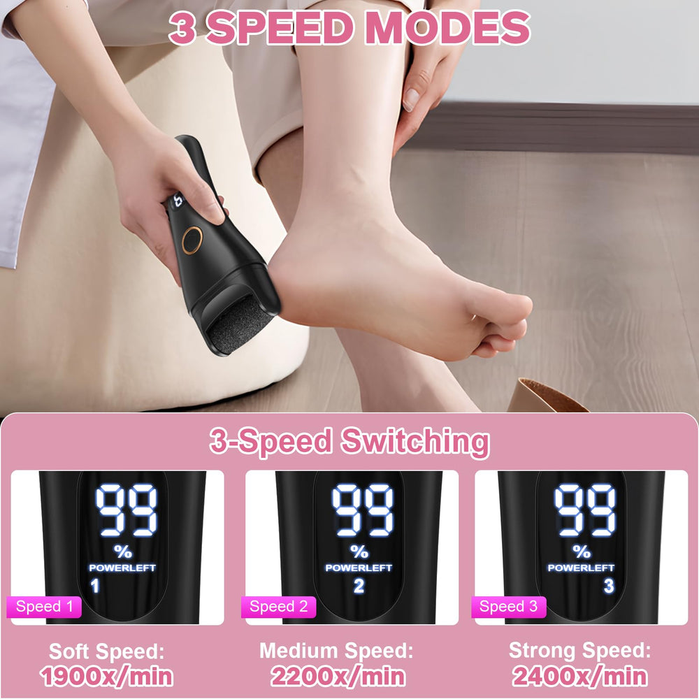 Spriak foot file LCD display helps monitor speed and power during pedicure.