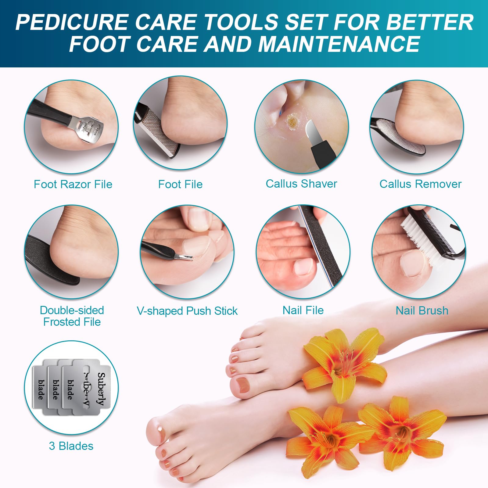 Spriak foot file and nail file set enables home pedicures