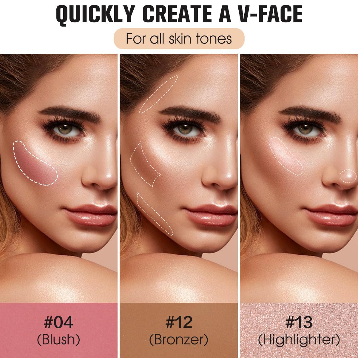SPRINGSKY blush-highlighter-bronzer pans close-up showing color payoff and blendability.