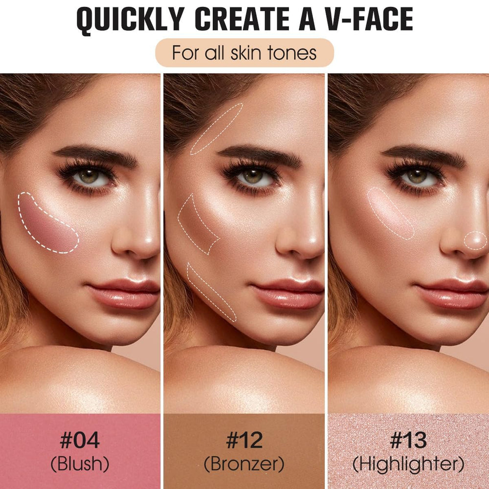 SPRINGSKY blush-highlighter-bronzer pans close-up showing color payoff and blendability.