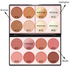 SPRINGSKY contour palette swatches demonstrating blush, highlighter, and bronzer tones.