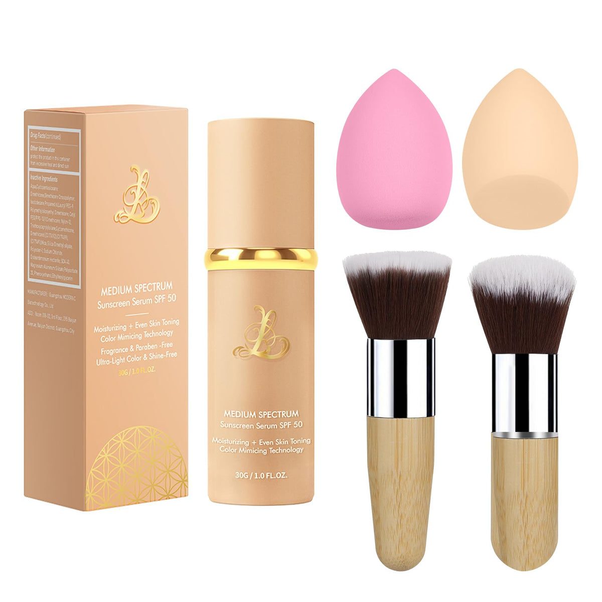 SPRINGSKY Match Foundation bottle close-up shows color-change shade and SPF 50 protection.