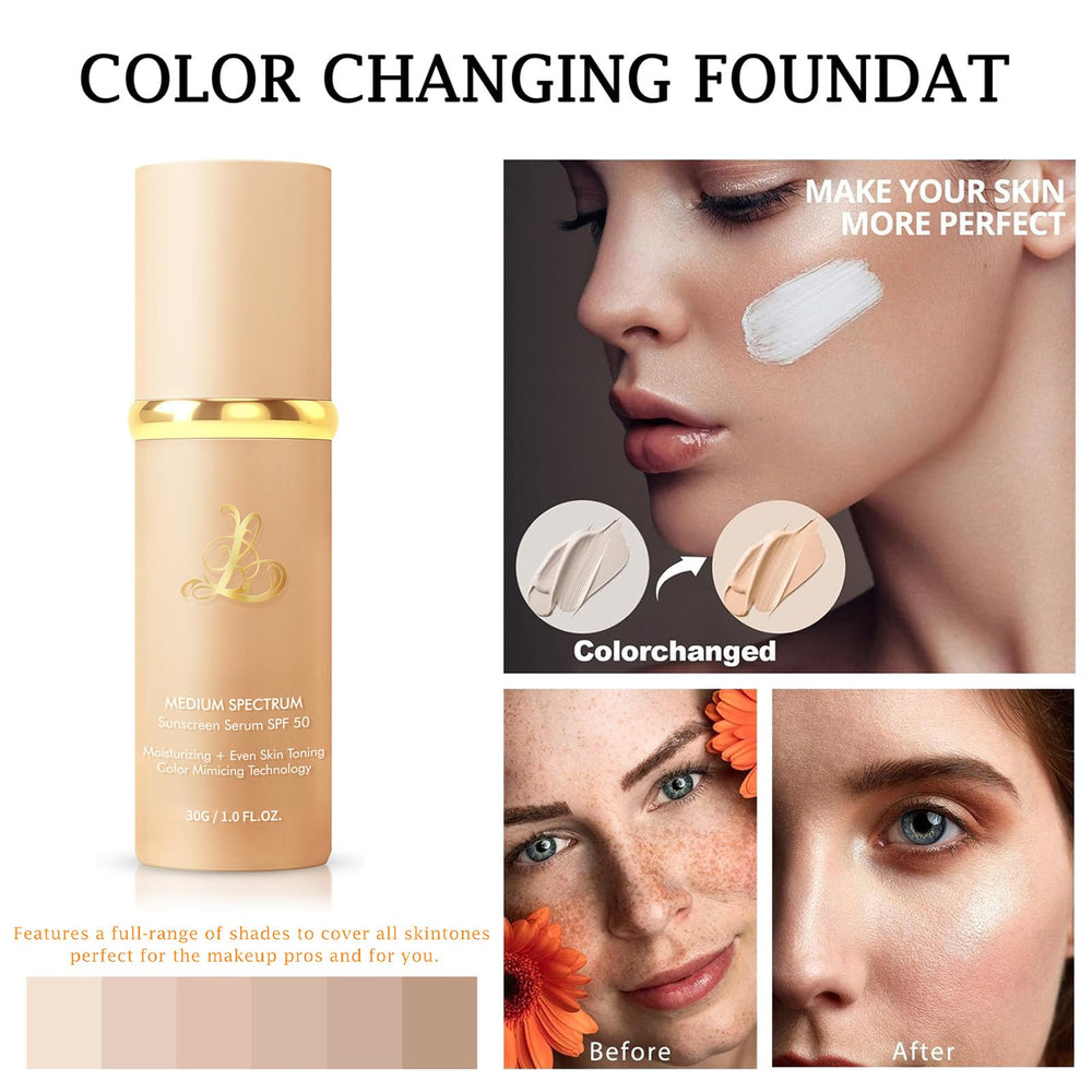SPRINGSKY color-change visual demonstrates shade adaptation for natural look.