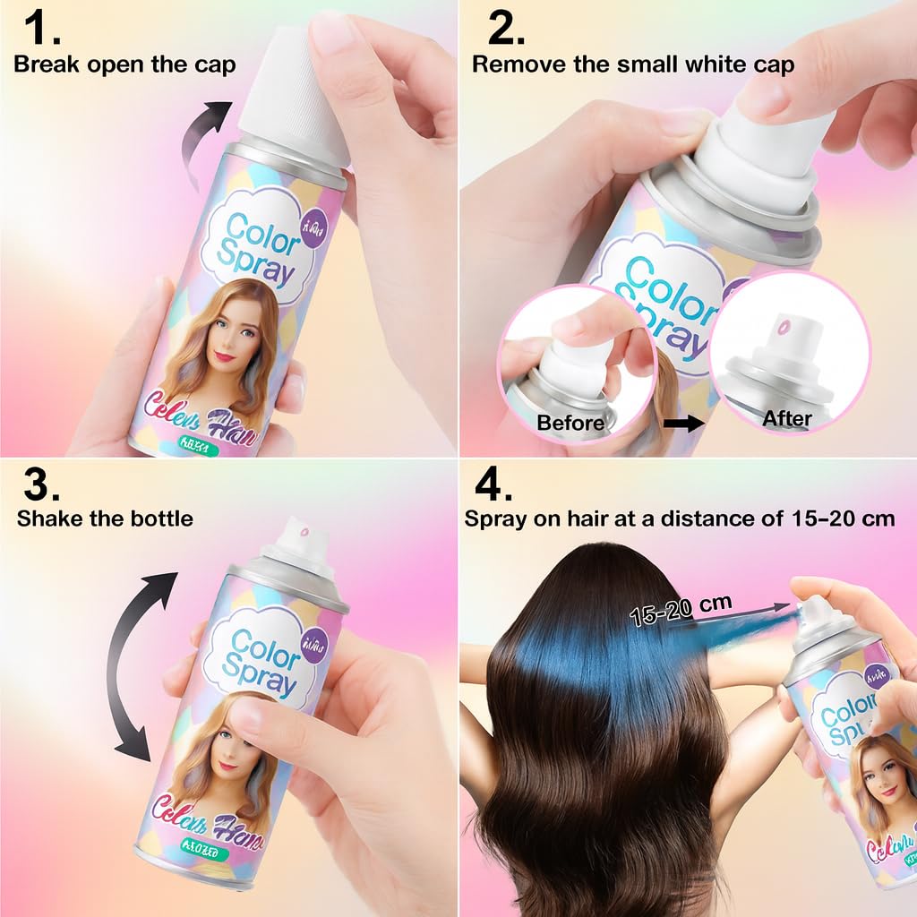 SPRINGSUGAR 5pc hair color set green for fun, washable color for events.