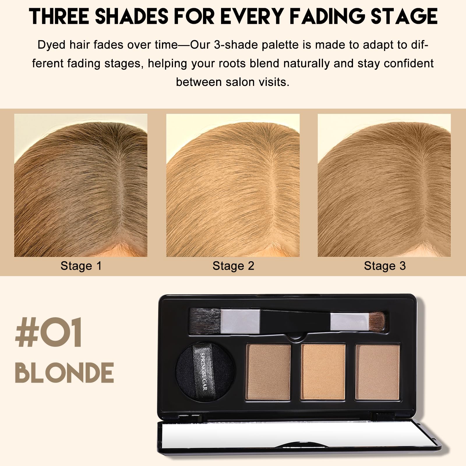 SPRINGSUGAR hairline coverage application demonstrating precise thinning-edge fill.