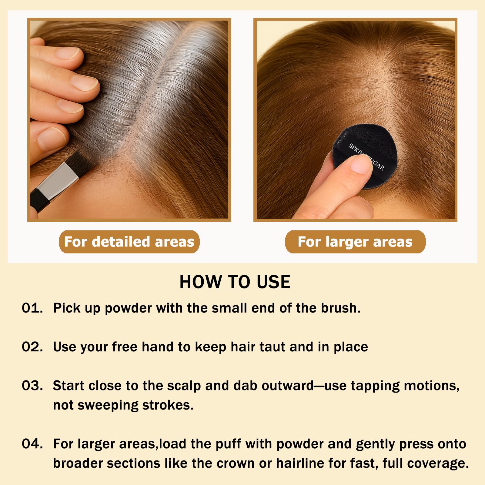 SPRINGSUGAR natural finish powder delivers a light, non-chalky texture.