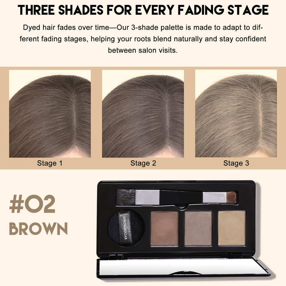 SPRINGSUGAR Root Touch Up application brush demonstrates quick, mess-free thinning-edge coverage.