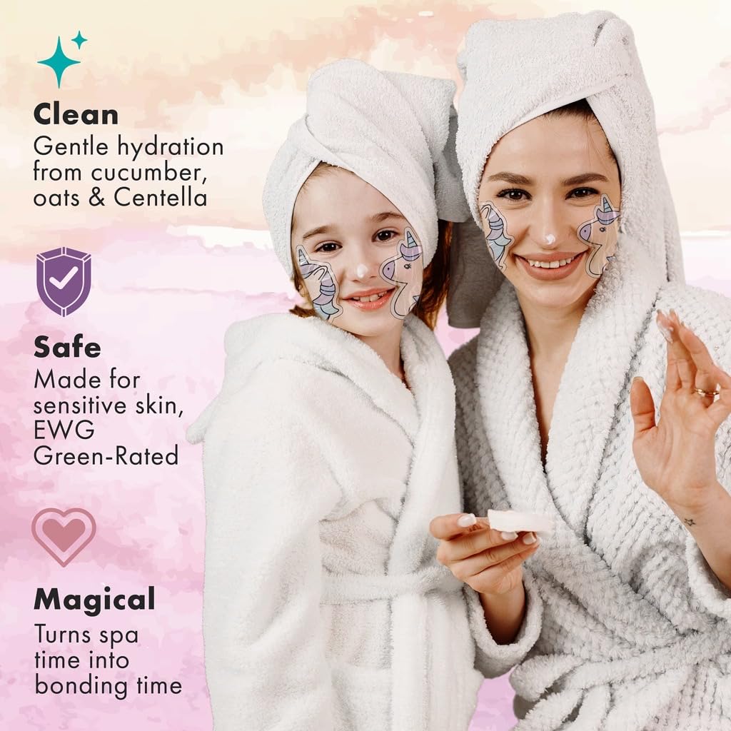 Sprk Naturals Unicorn Kids Face Mask application demonstrates easy, mess-free 10-15 minute routine