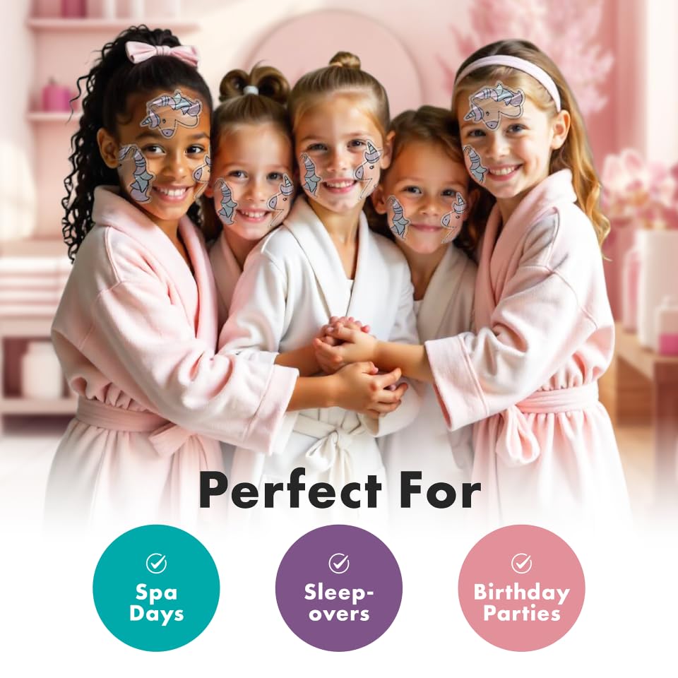 Sprk Naturals Unicorn Kids Face Mask party favors perfect for spa days, sleepovers, and gifts