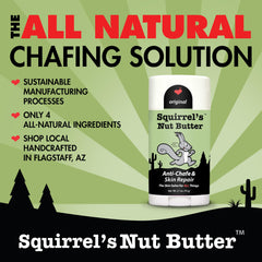 Squirrel's Nut Butter Anti Chafe Stick being applied on skin before a run.