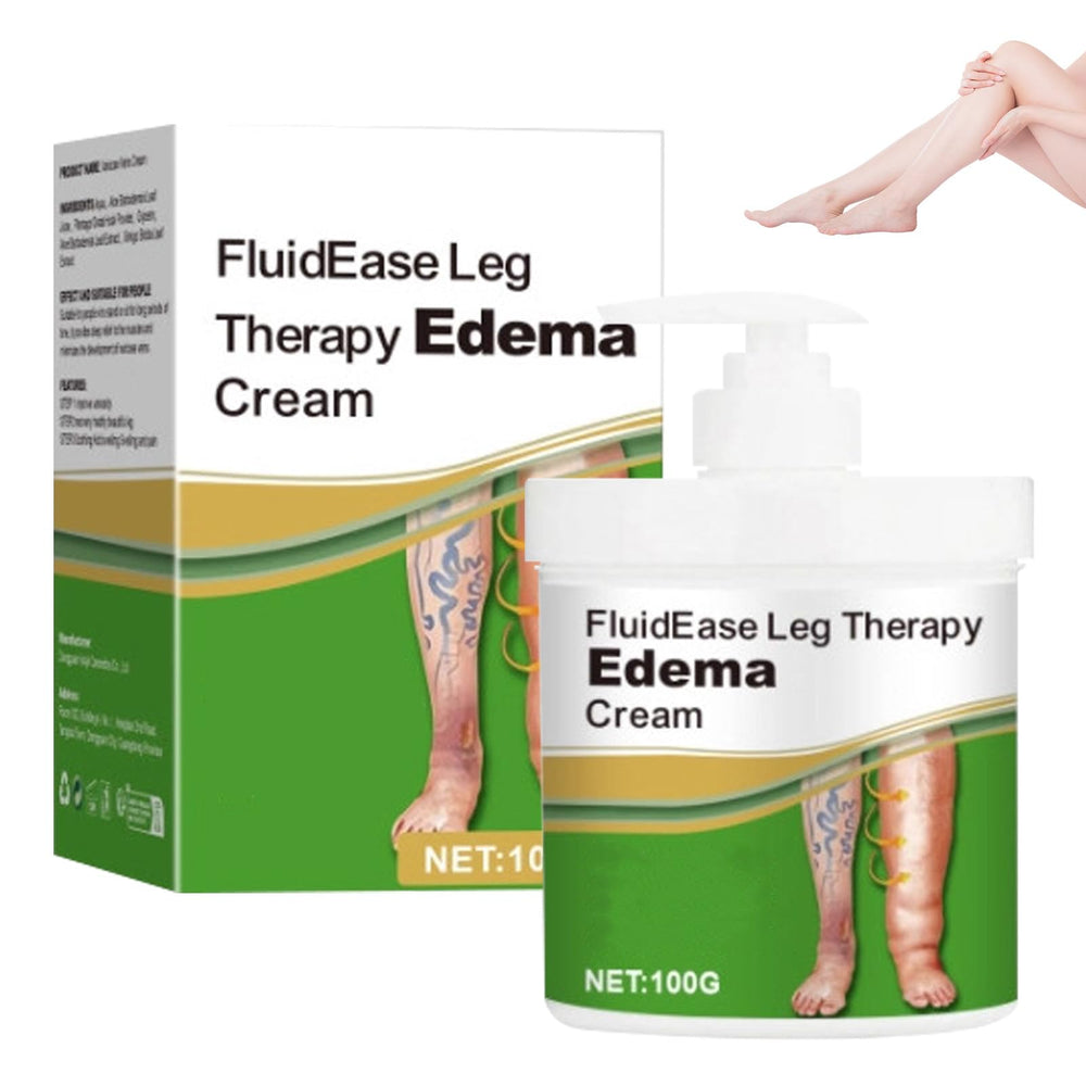 SQZRAN FluidEase cream packaging highlighting natural herbal formula for leg care
