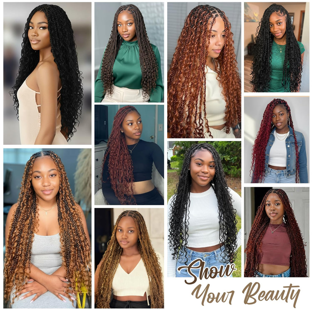 Srcdtvlk boho island twist crochet hair 24in close-up strands show full, natural look.
