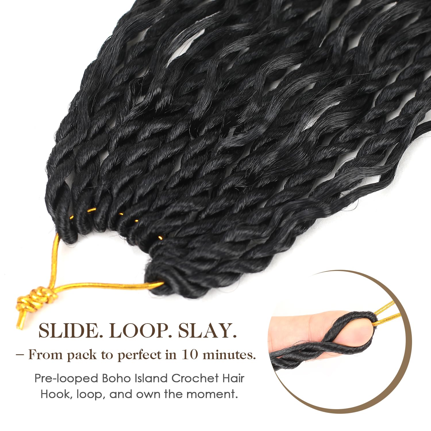 Srcdtvlk boho island twist crochet hair 24in pre-looped install enables quick setup.