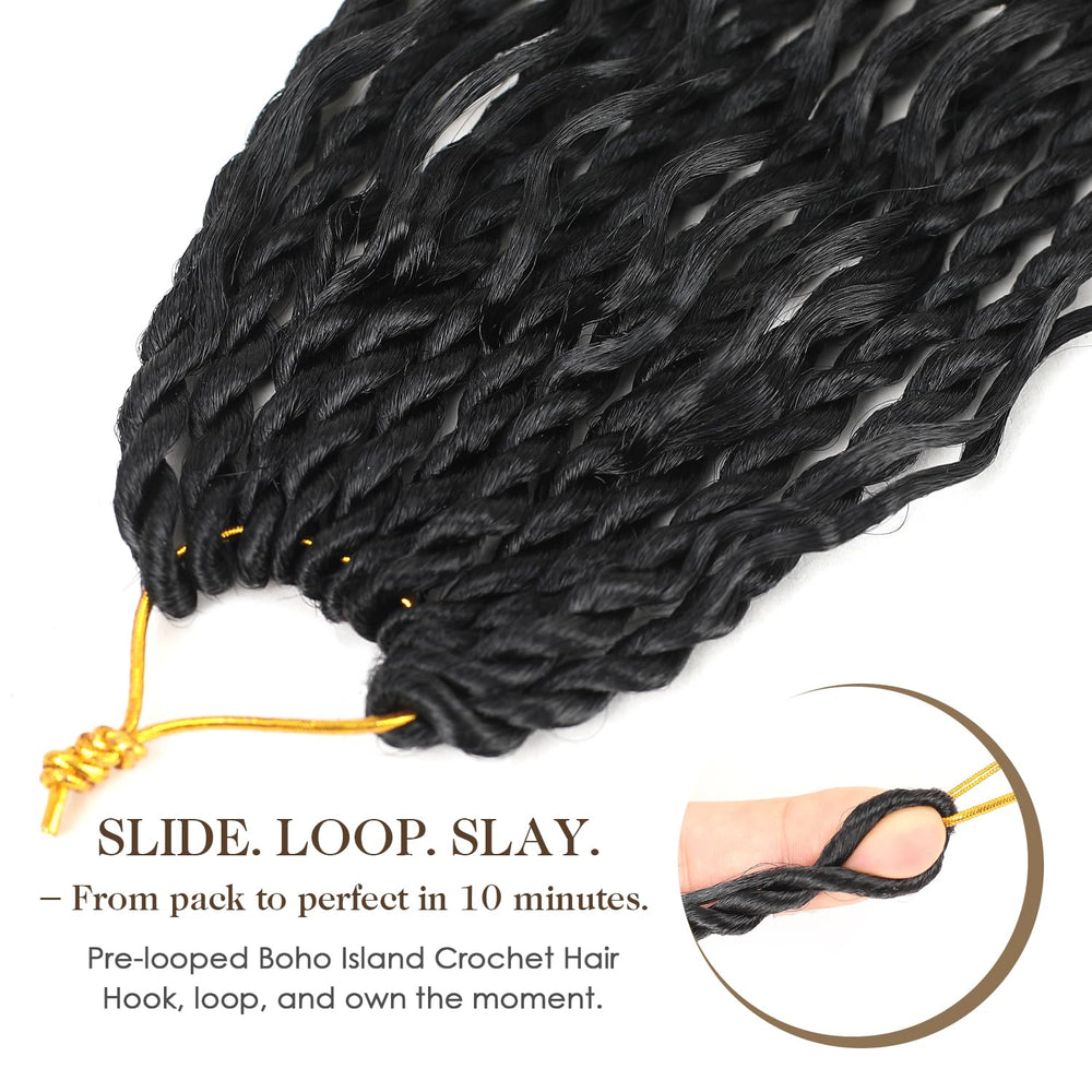 Srcdtvlk boho island twist crochet hair 24in pre-looped install enables quick setup.