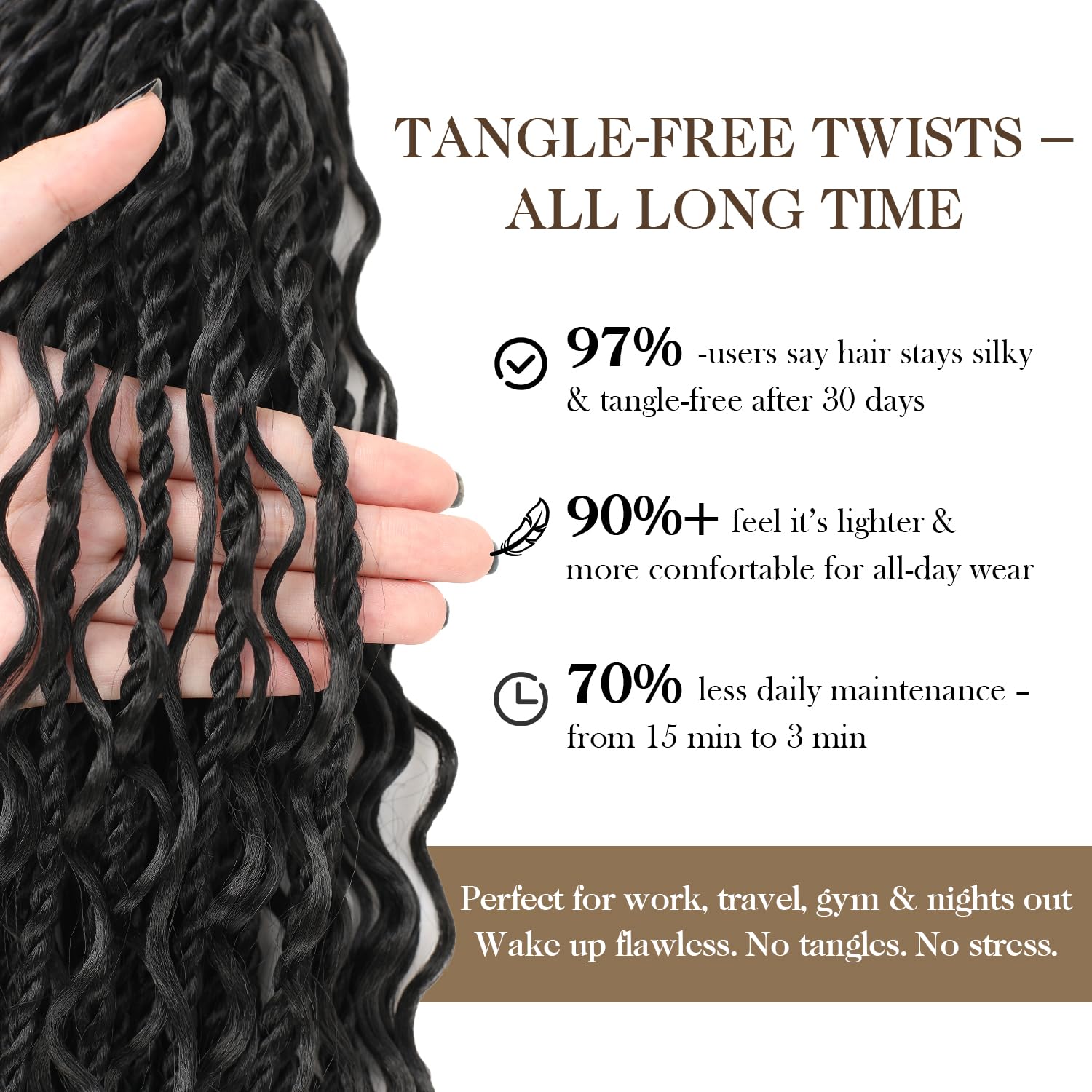 Srcdtvlk boho island twist crochet hair 24in two-curls for airy volume.