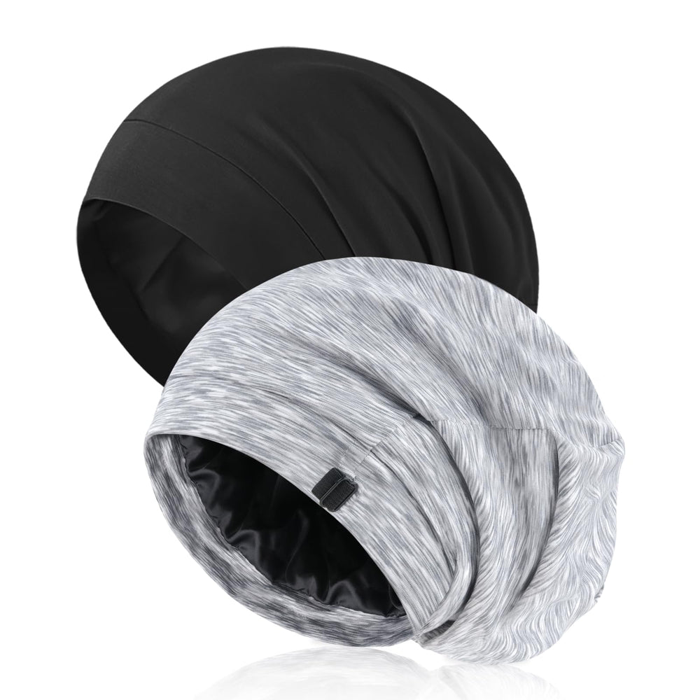 Gorro de satén Srevela ajustable para hombres y mujeres, ajuste seguro durante la noche.