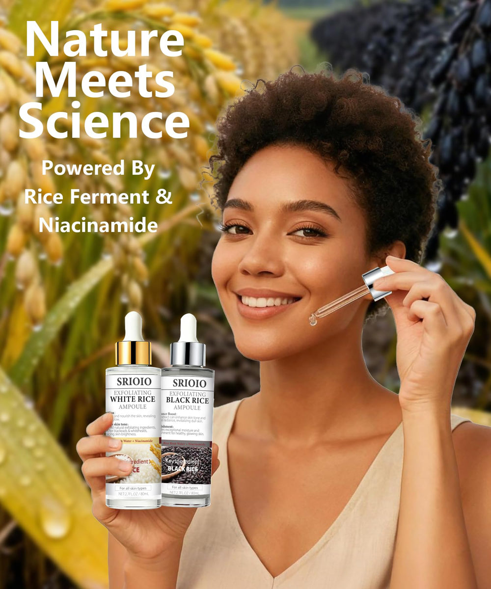 SRIOIO rice peel shot bottle showing deep cleansing and pore clarity.