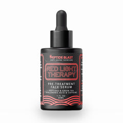 St. Croix red light activation serum bottle front ready for pre-therapy skin prep.