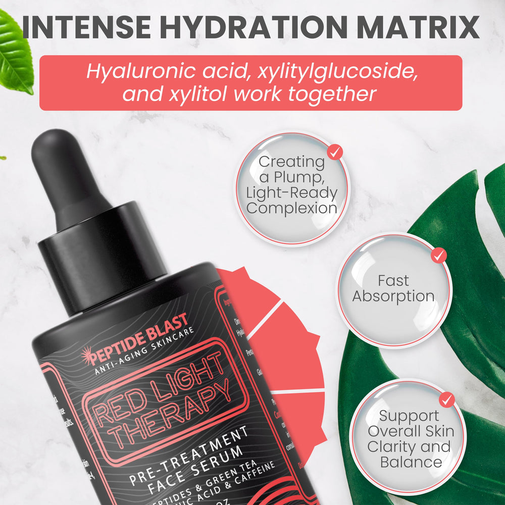 St. Croix red light activation serum 1 oz packaging highlights lightweight, fast-absorbing formula.