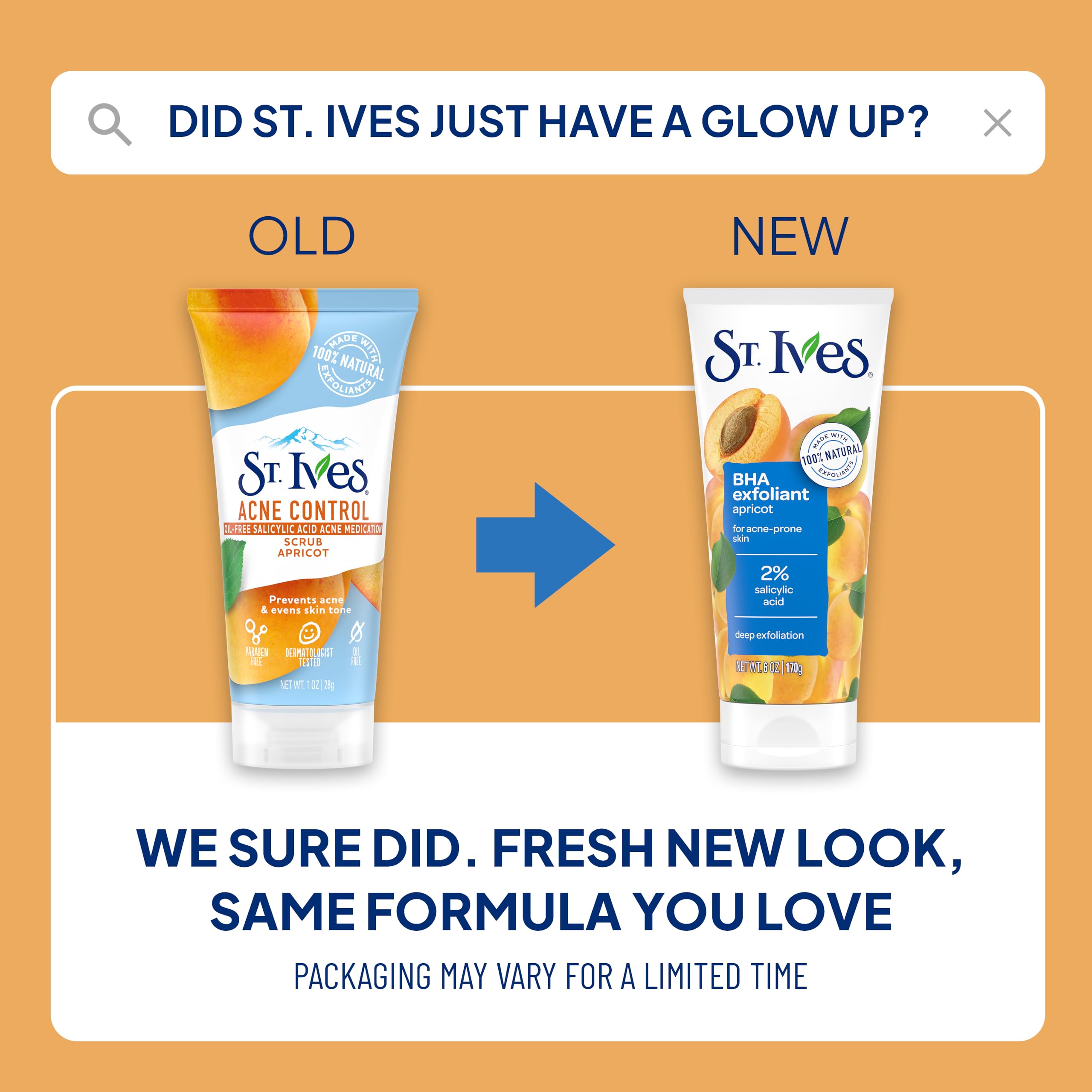 St. Ives Acne Control Apricot Scrub with apricot fruit extract softens and smooths skin
