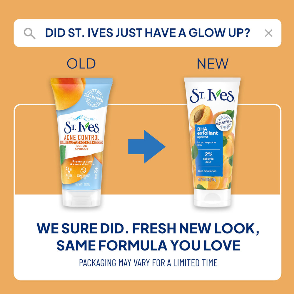 St. Ives Acne Control Apricot Scrub with apricot fruit extract softens and smooths skin