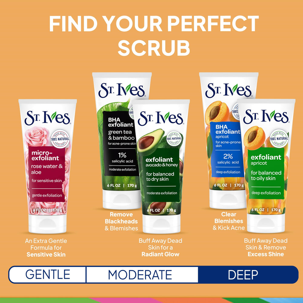St. Ives Acne Control Apricot Scrub includes apricot extract for a soft, smooth feel