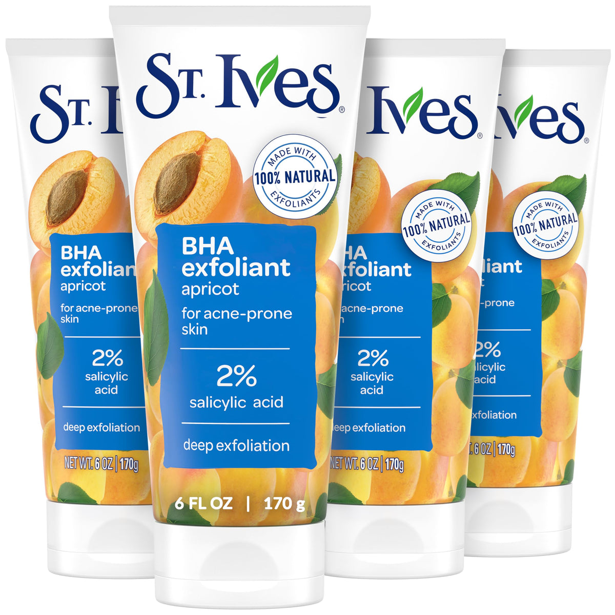 St. Ives Acne Control Apricot Scrub with walnut shell powder cleans pores for radiant skin