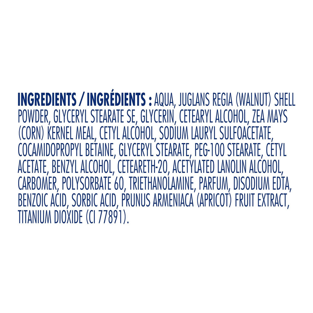 St. Ives Fresh Skin Apricot Scrub closeup highlights paraben-free promise.