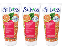 St. Ives Even & Bright pink lemon mandarin scrub triple-pack for bright, radiant skin.