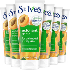 St. Ives Fresh Skin Apricot Scrub jar showing creamy texture for glowing skin