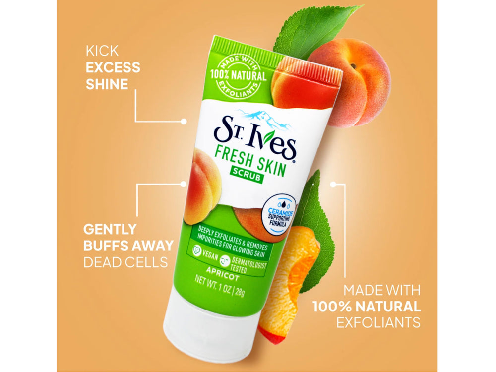 St. Ives Fresh Skin Scrub glow result showing brighter, healthy-looking skin.